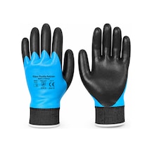 1 Çift Nitril Mavi Siyah No: 10 Beden Polyester Double Nitril İş Güvenlik İnşaat Eldiveni