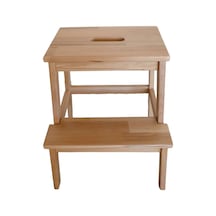 Ahşap İki Basamaklı Mutfak/Banyo/Balkon Çok Amaçlı Dayanıklı Tabure