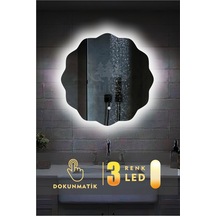 Led Işıklı Çokgen Ayna Beyaz
