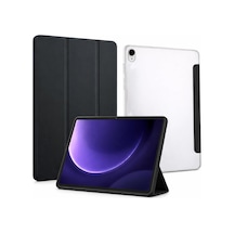 Samsung Galaxy P610 İle Uyumlu Tab S6 Lite 10.4 Şeffaf Arka Kapak Smart Cover Katlanabilir Standlı Darbe Emici Koruyucu Slim Tablet Kılıfı Akıllı Uyku Özellikli Siyah