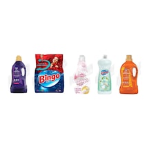 Bingo Giysi Şampuanı 3 L + Renkliler 4kg + Soft Yumuşatıcı 1440 Ml + Bulaşık Deterjanı 650 Ml +giysi Şampuanı 3lt 5'li Set Diğer