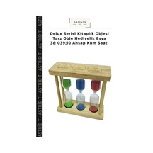Delux Serisi Kitaplık Objesi Tarz Obje Hediyelik Eşya 3& 039 Lü Ahşap Kum Saati