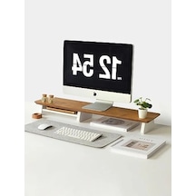 Ahşap Monitör Yükseltici Standı - Meşe Renk