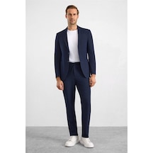 Süvari Lacivert Slim Mono Yaka Düz Torba Cep 6 Drop Takım Elbise Stk1006900005-m09