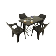 Mandella Zeugma 70x120 Katlanır Ayak 4 Kişilik Polo Koltuk Masa Takımı Kahverengi Çok Renkli