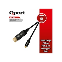 QPORT Q-THD TYPE-C TO DP 60Hz 4K 2MT ÇEVİRİC   KABLO