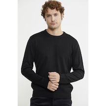 Sıfır Yaka Basic Triko Kazak - Siyah 001