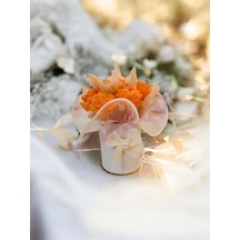 Mumelia Pastel Çiçekler - Doğal Soya Rose Gold Kutulu Mini Mum Buketi - Turuncu
