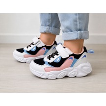 Papucumun Dünyası Kız Çocuk Kalın Taban Cırtlı Çok Renkli Sneaker