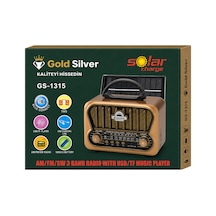 Gold Silver Gs-1315 Nostaljik Retro Radyo - Güneş Enerjili, Bluetooth/usb/tf Kart Destekli 3 Band Hoparlör