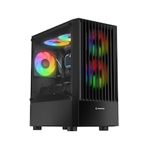 Rampage LYRA Mesh Temperli Camlı Siyah 3x12 Cm RGB Fan M-ATX Mini-T Gaming Oyuncu Kasası