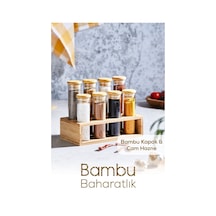 Vienev Bambu 8li Cam Baharatlık Standlı Ahşap