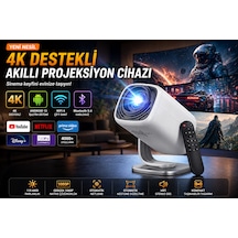 4k Destekli Android 13 Akıllı Projeksiyon Cihazı Wifi 6 Bluetooth 5.4 Full Hd Mini Projektör