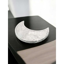 Marble Serisi Hilal Sunum Tepsi Gri
