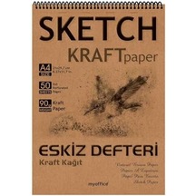 Kraft Kağıt A4 Eskiz Defteri 90 Gr. Spiralli 50 Yaprak Sketchbook