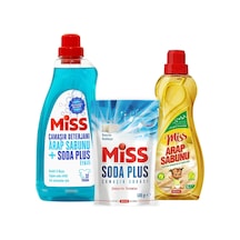 Miss Sıvı Çamaşır Deterjanı - Soda Plus Beyaz Sabun - Arap Sabunu 3 Lü Temizlik Seti 1500 ML
