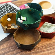 Fortunelane Ahşap Üstü Deri Kutu - Anahtar, Makyaj İçin Crazy Horse Kahverengi