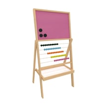 Ahşap Renkli Yüzey 30x40 Cm 50'li Mıknatıslı Abaküslü Yazı Tahtası 377 Pembe Pembe