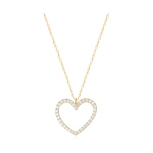Cosar Silver 925 Ayar Zirkon Taşlı Kalp Kolye Gold