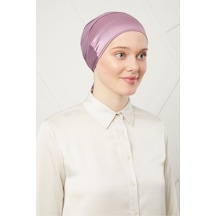 Melodi Scarf Kadın Tesettür Bağlamalı Saten Bone Mor Mor