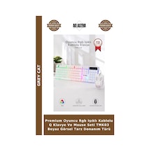 Premium Oyuncu Rgb Işıklı Kablolu Q Klavye Ve Mouse Seti Tmk03 Beyaz Görsel Tarz Donanım Türü