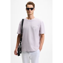 Grımelange Noır Erkek%100 Organik Pamuk Bisiklet Yaka Kısa Kol Regular Lila T-shirt Lila