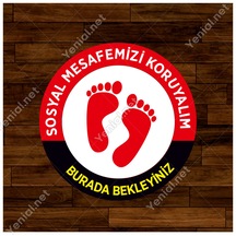 Sosyal Mesafeyi Koruyalım Yazısı Kırmızı Ve Siyah Renk Sticker