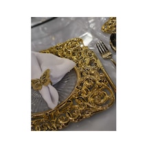6 Adet Kare Gold Supla Seti 30 Cm - Kare Amerikan Servis Ve Yemek Masası Sunum Tabağı Altın - 825371840 Altın