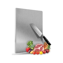 30x40 Cm Paslanmaz Çelik Tek Bükümlü Metal Tezgah Koruyucu Kesme Tahtası Hamur Açma Tezgahı Metalik