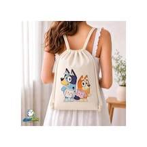 Ghostbastır Design Bluey Büzgülü Keten Çanta C035 Bej