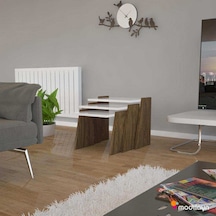 Modilayn Viva Zigon Sehpa Takımı High Gloss Ceviz - Beyaz