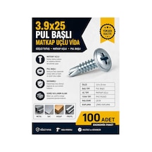 3.9x25 Rysb Pul Başlı Matkap Uçlu Akıllı Vida - 100 Adet Diğer