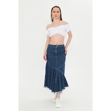 Antrasit Eskitme Yıkamalı Volanlı Etek Antrasit Antrasit Eskitme Yıkamalı Volanlı Etek Antrasit