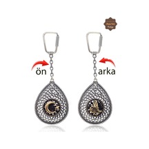 Ayyıldız Ve Tuğralı Damla Model Çift Taraflı Oksitli Gümüş Telkari Anahtarlık 201025187 Gümüş