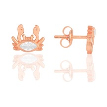 Söğütlü Silver Gümüş Rose Zirkon Taşlı Yengeç Küpe