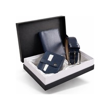 Tisaati Özel Grande Lüks Premium Serisi Damat Çeyiz Dikey Classic Cüzdan Kemer Ve Kartlık Çeyiz Kutulu Seti Lacivert