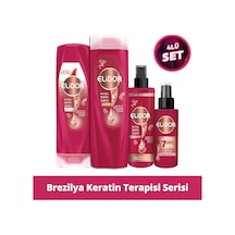 Elidor Brezilya Keratin Terapisi Şampuan + Serum Bakım Kremi + Sıvı Saç Bakım Sütü + Isı İle Aktifleşen Keratin Bakım Kürü