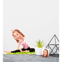 Kişiye Özel Bayan Yoga Karikatürlü Duvar Sticker 50X70CM 1
