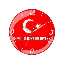 Bayramız Türküm Diyene Çap 30cm Sessiz Akar Bombeli Gerçek Cam Duvar Saati Kırmızı - Beyaz