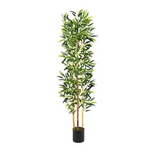 Yapay Çiçekçiniz Yapay Yoğun Yapraklı Dekoratif Bambu Ağacı 3 Gövde 150cm