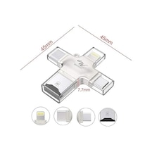 4&apos Ü 1 Arada Otg Kart Okuyucu Dört Bağlantı Noktası: Lightning + Tip C + Micro Usb + Usb Kart Okuyucu, Gümüş