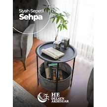 Sepetli Tepsili Sehpa Siyah