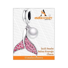 Pembe Taşlı İncili Balina Kuyruğu Charm Asafaccessory