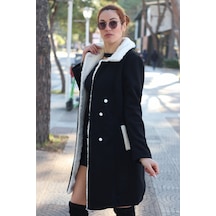 Barbora Kışlık Günlük Kaşe Kadın Kaban bt306siyah5