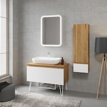 Denko Taylan 85 Cm Mdf Beyaz Banyo Dolabı Takımı + Boy Dolabı Beyaz