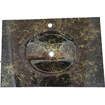 Cam Lavabo Siyah Altın Desenli 100 x 56 CM 12 MM