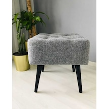 Artego Geniş Oturum Alanlı Siyah Ağaç Ayak Gri Kare Puf Bench gri