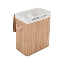 Çamaşır Sepeti Doğal Bambu Katlanabilir Kirlilik, Yıkanabilir Çıkarılabilir Astar Torbalı, Sele Görünümlü Şık Ve Dayanıklı Çamaşır Sepeti, Kapaklı Ve Ergonomik Tasarım Natural