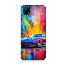 Realme C17 Uyumlu Renkli Spor Araba Desenli Silikon Kılıf