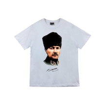 Stoned&Fame Unisex Beyaz Gazi Mustafa Kemal Atatürk Baskılı T-shirt Beyaz